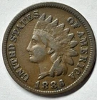 1886 Indian Head Cent Penny, Type 1, Choice VF Better Date Variety