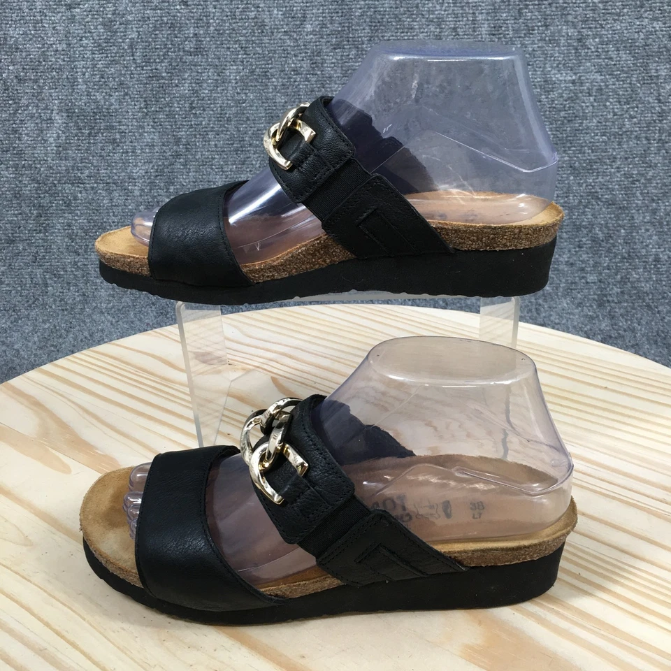 Sandalia Naot para mujer 38 negra Victoria punta abierta tacón de cuña informal cuero Foto 2 de 4