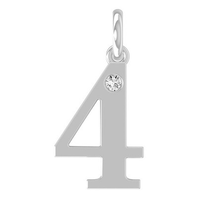 Lab Grown Diamant 10K Weißgold Nummer 4 Halskette 18'' Silber Kabel Kette
