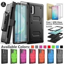 For Galaxy Note 10 Case with Screen Protector Built-in Belt Clip Heavy Duty