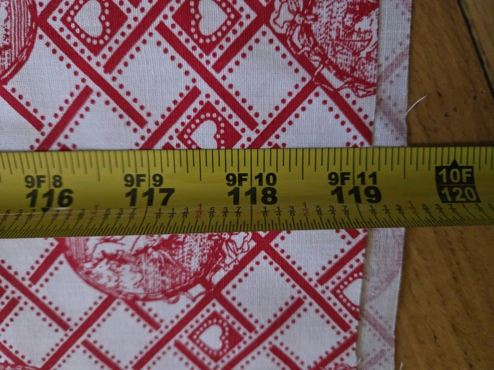 General Fabrics Hearts Checked Cherub Cotton Fabric 3 Yards Victorian  - Image 3 of 4