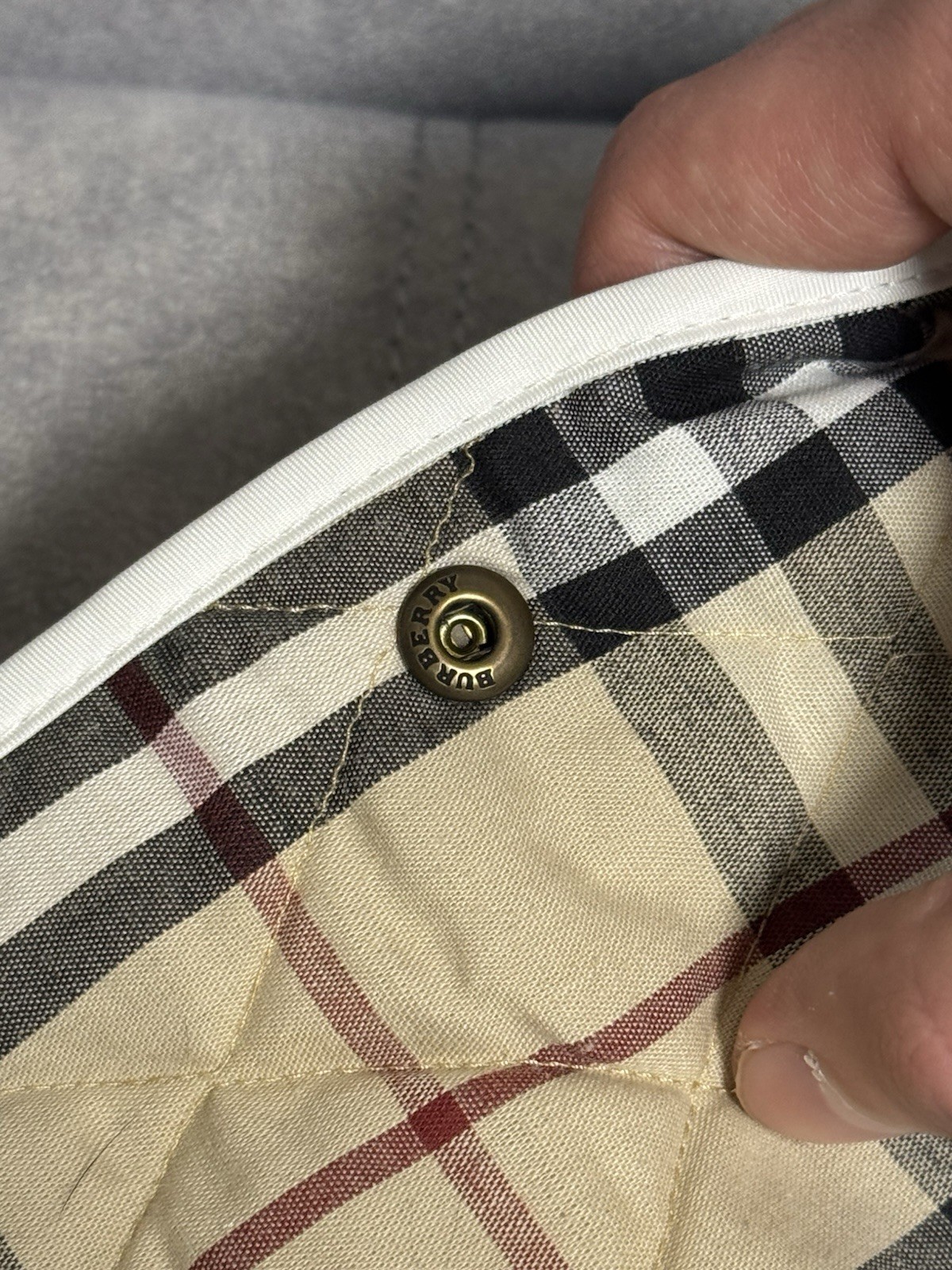 Vintage Burberry Quilted White Jacket Coat Nova Check Size 11 L Women’s thumbnail 8