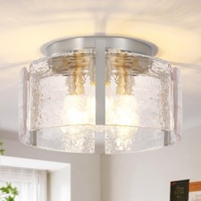 15" Modern Semi Flush Mount Ceiling Light, Brushed Nickel 3-Light Fixture wit...