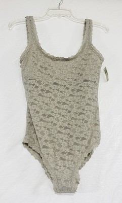 Aerie Real Good Full Floral Lace Lingerie Bodysuit Sz S Beige Sexy Comfort Snaps