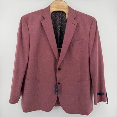 Stafford Sport Coat Mens 52 Long Burgundy Burg Texture Wool Blend Big & Tall NEW