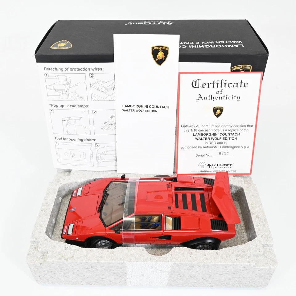AUTOart 1/18 Lamborghini Countach Walter Wolf Edition Red Diecast Model Car - Image 2 of 4