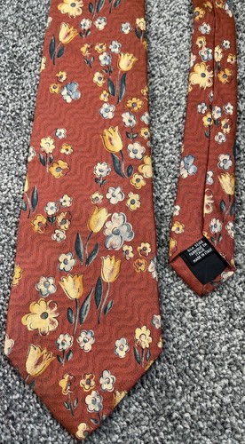 Mens Hugo Boss 100% Silk Made In Italy Orange Multi Floral Smart Event Tie - Picture 2 of 5