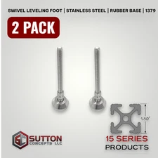 2 PCS Stainless Steel Swivel Leveling Feet, Rubber Base Pads 3/8-16 x 4"