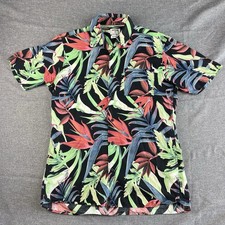 Hurely Shirt Size Medium Cotton Tailored Fit Floral Pattern Collared Button Up