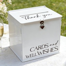 White Acrylic Wedding Card Box Lock Slot Large Money Envelope Gift Reception