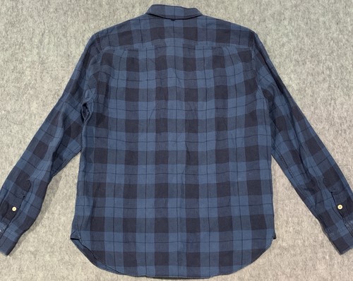 Rag & Bone Linen Classic Fit Blue Plaid Beach Long Sleeve Button Up Shirt Size L - Picture 2 of 13