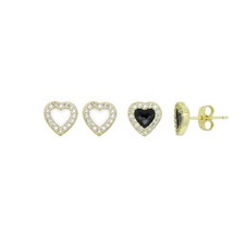 Clear CZ Heart Shape Stud Earrings, Sku LK979