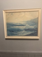 Breaking Surf Print Signed G Welters Original Normill frame 1970s Vintage VGC