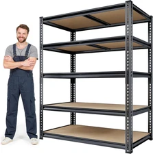 72"H Storage Shelves Heavy Duty, 2000LBS Garage Shelving, 5 Tier Metal Shelving 