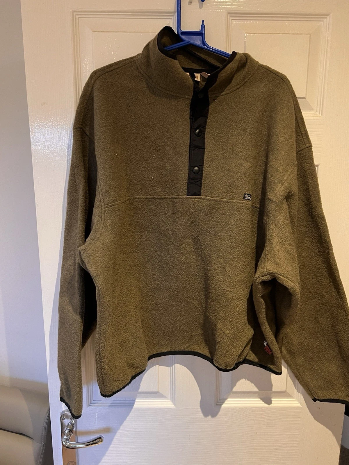 Vintage WOOLRICH Fleece Mens XL Green Snap Pullover USA Made 80s