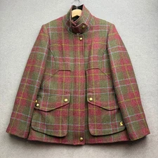 JOULES Field Coat Women UK 12 Jacket Tweed Wool Country Plaid Tartan Check Hunt
