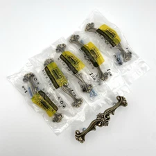 Lot of 6 French Provincial Ornate Style Brass Drawer Handles Pulls with Screws