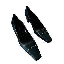 Women  s St John 7.5 B Green/Metallic Gold Leather Tina 2 Pumps Made In Italy