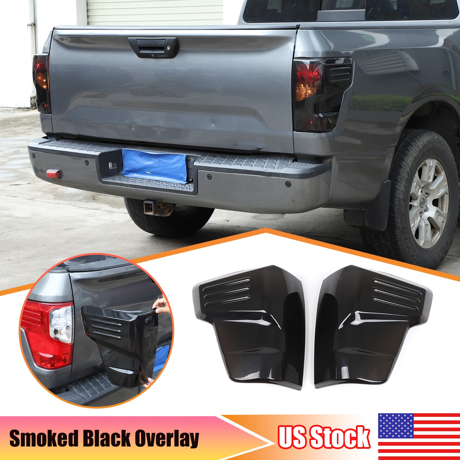 Transparent Gray ABS Tail Light Smoked Cover Trim For Nissan Titan 2016-2023 US