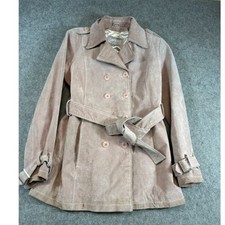 VTG Wilsons Leather Maxima Suede Trench Coat Womens Medium Double Breasted Boho