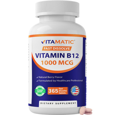 Vitamatic Vitamin B12 1000 mcg Fast Dissolve 365 Tablets
