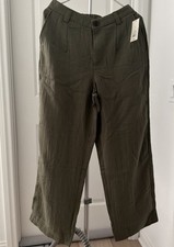 Women  s High Rise Straight Trousers - A New Day Olive Green Size 4 NWT