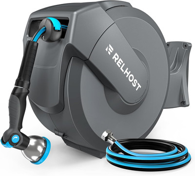 Retractable Garden Hose Reel, / in X 100 Ft Wall Mount Heavy Duty Hose Reel with