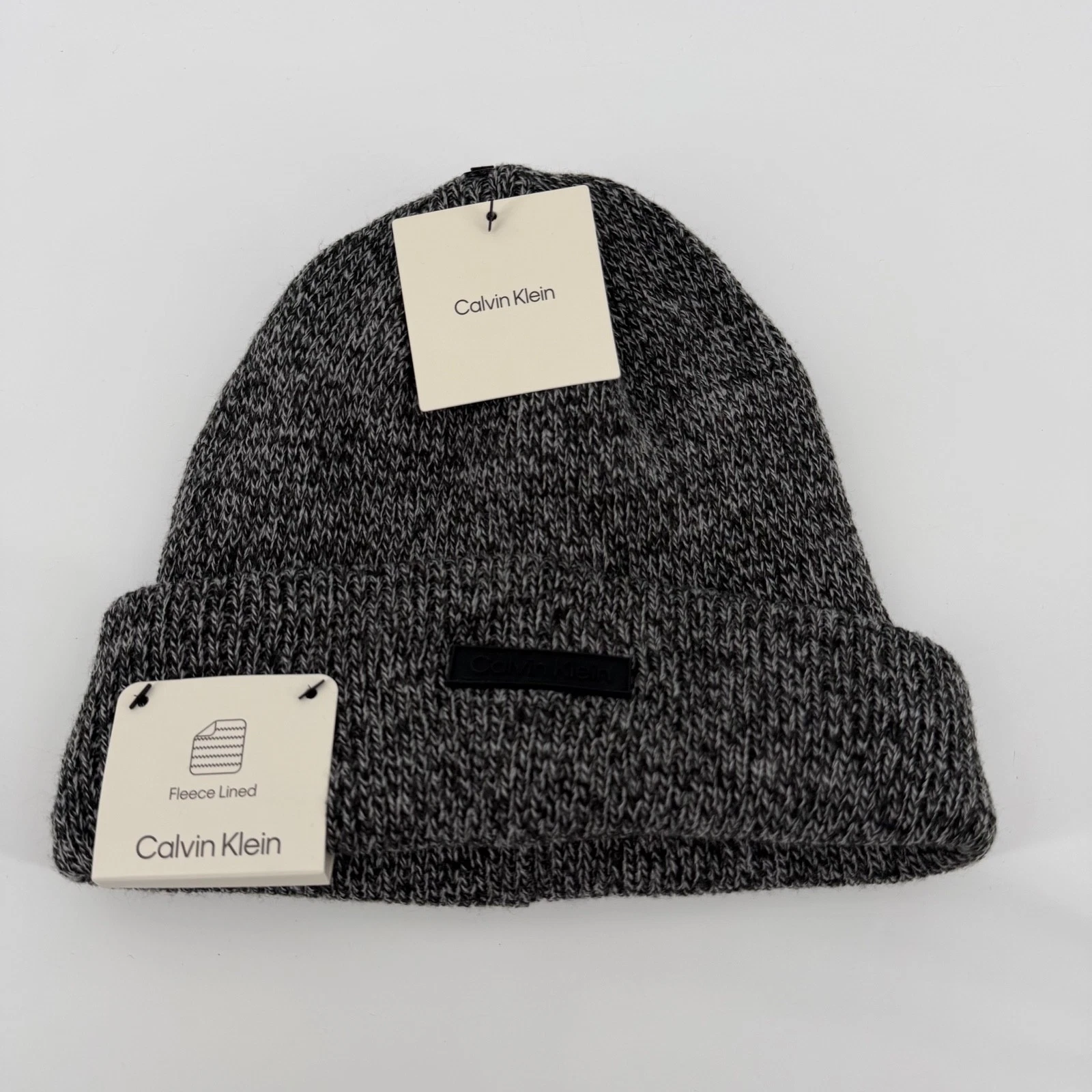 Calvin Klein Fleece Lined Knit Beanie Hat Gray - One Size - NWT - Winter