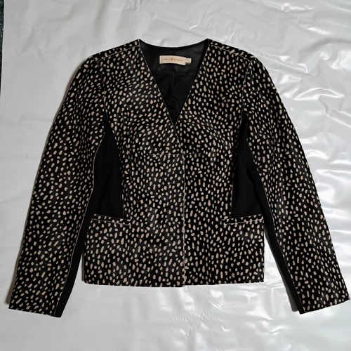 Tory Burch Giacca Donna 6 Imari Vitello Maculato Nero Bianco Lusso