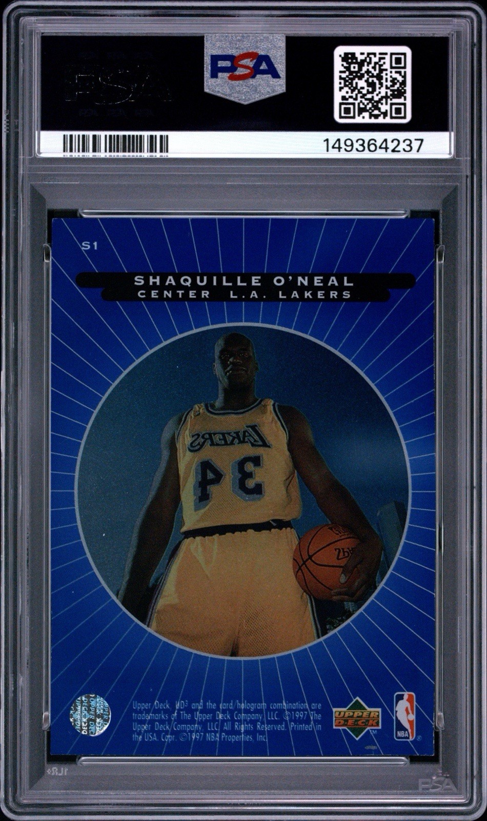 1996 Shaquille O’neal Superstar Spotlight PSA 7 Pop 2 view 2
