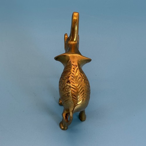 Vintage 3er Set massive Messing Elefanten Figuren geätzt Design goldfarben Safari Deko - Bild 12 von 20