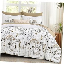 Yiran Juego de edred n floral caqui, tama o Queen, juego de ropa de cama de 7