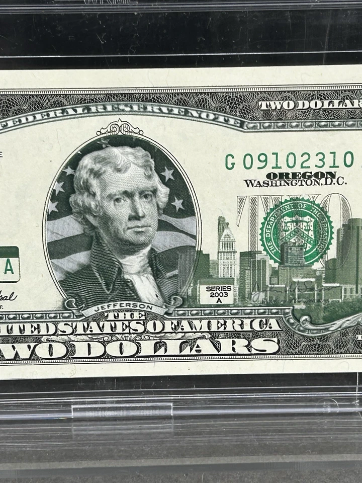 Alabama Uncirculated 2003 A Series Two Dollar Note Color Overlay State Landmark. - Image 3 of 4