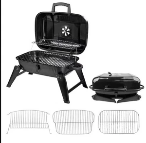 Portable Grill Camping BBQ Garden Barbecue Smoker Burner Charcoal Warming Rack