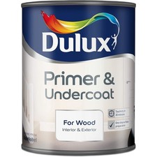 Dulux Primer and Undercoat for Wood 750ml White Paint Base for Interior