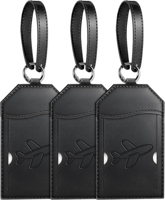 3 Pack Luggage Tags, TSA Approved Suitcase Bag Tags with Name ID Card, Black Air