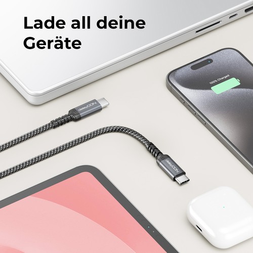 1m USB-C Ladekabel Datenkabel 5A 240W PD3.1 Schnellladekabel USB-C auf USB-C - Bild 8 von 8