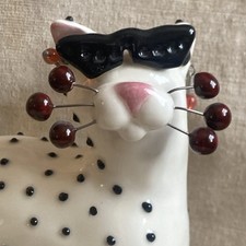 Annaco Creations Whimisclay Ceramic Black White Polka Sunglasses Cat Lacombe 