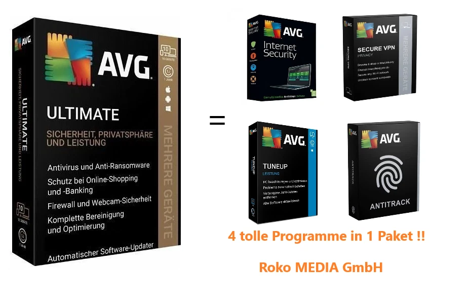 AVG Ultimate 3 Jahre Lizenz für 10 PC WIN macOS Android iOS 4 Pakete Download - Bild 1 von 6