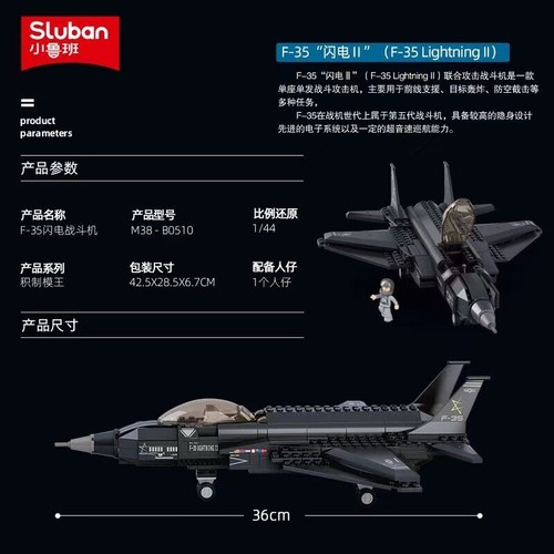 F-35 Fighter Jet Aircraft Building Blocks MOC Military Stealth Bricks Toys Model - Picture 4 of 15