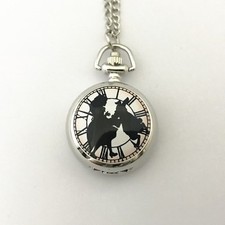 ALICE IN WONDERLAND Silhouette Pocket Watch Necklace 30" Chain