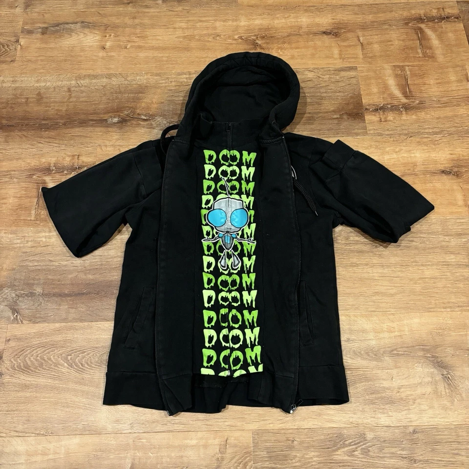 Sudadera con Capucha Y2K Invader Zim De Colección Para Mujer XL Doble Cremallera Dibujos Animados Poderosamente Fina Foto 2 de 4
