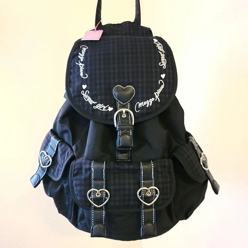 Mezzo Piano schwarz Rucksack mit Etikett Schultasche Herzen Polka Dots Kawaii Japan - Bild 1 von 12