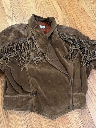 VTG 80s Laurice Leather Fringe Tassel Jacket Woman's Size 20 Western Heavyweight - Picture 17 of 22