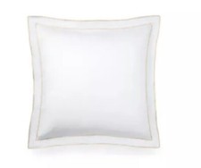 Ralph Lauren SPENCER BORDER SATEEN WHITE TAN Euro Sham 135 Retail NEW