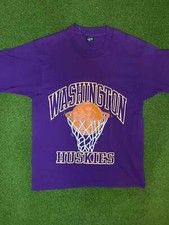 80s Washington Huskies - Vintage College Basketball Tee Shirt Large