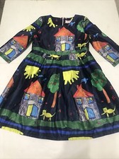Sunny Fashion Dress Girls Size 10 Multicolored House Long Sleeves 3308