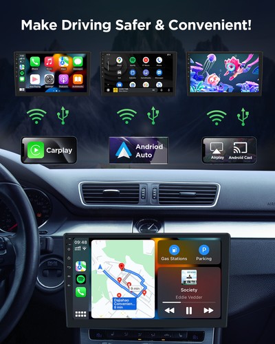 CAM+OBD+DVR+10.1" ANDROID 13 DOUBLE 2 DIN CAR STEREO RADIO Navigation CarPlay FM - Picture 4 of 19