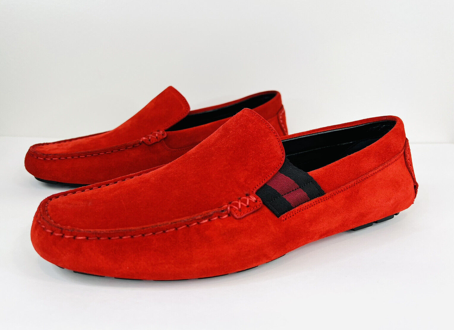 Gucci Brown Leather Web Logo Driver Moccasin Loafers G 8 US Gucci Brown Leather Web Logo Driver Moccasin Loafers G 8 US
