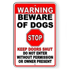 Dog Will Bite Beware Of Dog Metal Sign Security Keep Out Warning Do Not Enter